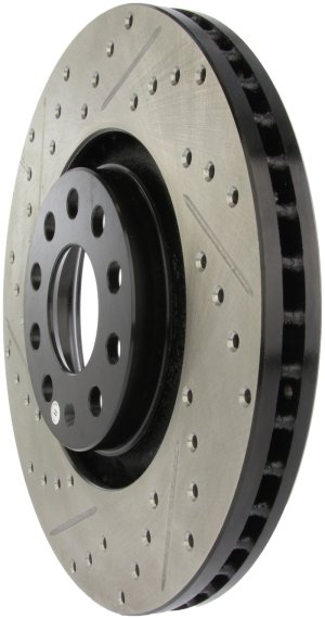 Audi A4 Quattro Brake Rotor (1) - Front Right - Stoptech - Drilled & Slotted - Black - `05-`09