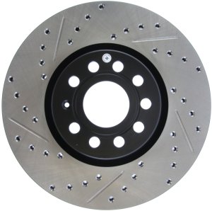 Volkswagen CC Brake Rotors (1) - Front Right - Stoptech - Slotted & Drilled Sport - Black - `09-`17