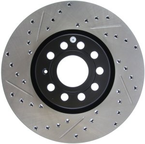 Volkswagen Golf SportWagen Brake Rotors (1) - Front Right - Stoptech - Slotted & Drilled Sport - Black - `10-`18