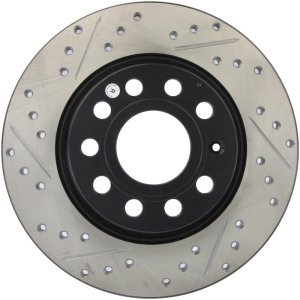 Volkswagen Passat Brake Rotors (1) - Rear Right - Stoptech - Drilled & Slotted - Black - `06-`08