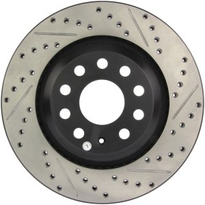 Volkswagen Atlas Brake Rotor (1) - Left Rear - Stoptech - Slotted & Drilled - Black - `18-`20
