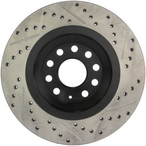 Audi TT Quattro Brake Rotor (1) - Rear Right - Stoptech - Slotted & Drilled - Black - `16-`19