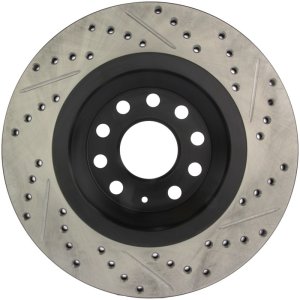 Volkswagen CC Brake Rotor (1) - Rear Right - Stoptech - Slotted & Drilled - Black - `09-`17