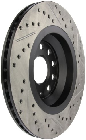 Volkswagen Passat Brake Rotor (1) - Rear Right - Stoptech - Slotted & Drilled - Black - `06-`09