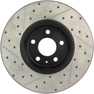 Audi A4 Brake Rotor (1) - Front Left - Stoptech - Sport Drilled & Slotted - Black - `09-`11