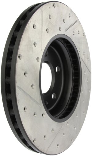 Audi A4 Brake Rotor (1) - Front Left - Stoptech - Sport Drilled & Slotted - Black - `09-`11