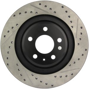 Audi S4 Brake Rotor (1) - Rear Left - Stoptech - Slotted & Drilled Sport - Black - 2010