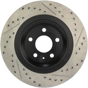 Audi S5 Brake Rotors (2) - Rear Right - Stoptech - Drilled/Slotted - Black - `08-`11
