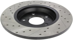 Audi S4 Brake Rotor (1) - Rear Left - Stoptech - Sport Drilled & Slotted - Black E-Coated - 2010