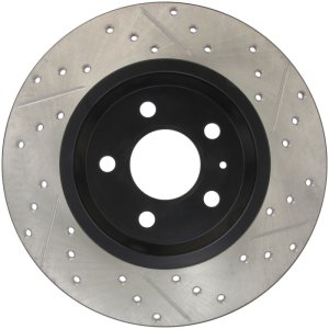 Audi A4 Brake Rotor (1) - Rear Right - Stoptech - Sport Drilled & Slotted - Black - `09-`19