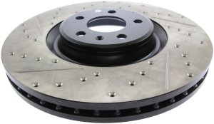 Audi A8 Brake Rotor (1) - Front Right - Stoptech - Drilled & Slotted - Black - `14-`16