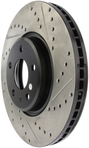 Audi A6 Brake Rotors (2) - Front Left - Stoptech - Slotted & Drilled Sport - Black E-Coated - `12-`19