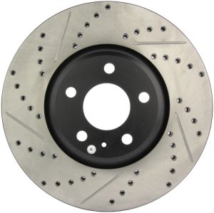 Audi A4 Brake Rotor (1) - Front Right - Stoptech - Slotted & Drilled Sport - Black - `12-`16