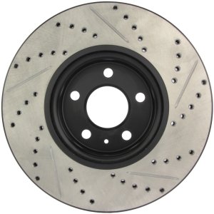 Audi A4 allroad Brake Rotor (1) - Front Right - Stoptech - Slotted & Drilled Sport - Black - `13-`16