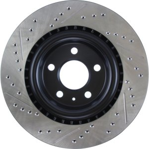 Audi Q5 Brake Rotors (1) - Rear Left - Stoptech - Slotted & Drilled - Black - `13-`19