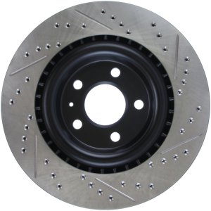 Audi A4 Quattro Brake Rotors (1) - Rear Right - Stoptech - Slotted & Drilled, Sport, E-coated - Black - `17-`19