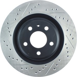 Audi A7 Quattro Brake Rotors (1) - Rear Right - Stoptech - Slotted & Drilled, Sport, E-coated - Black - `11-`18