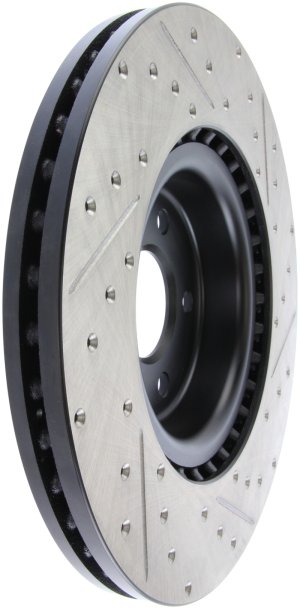 Audi Q5 Brake Rotor (1) - Front Right - Stoptech - Drilled & Slotted - Black - `13-`17