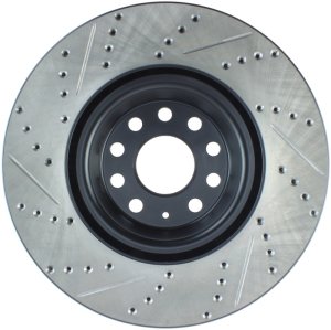 Volkswagen Golf Brake Rotors (1) - Front Left - Stoptech - Drilled & Slotted Sport - Black - `16-`17