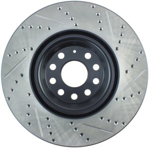 Volkswagen Tiguan Brake Rotors (1) - Front Right - Stoptech - Drilled & Slotted - Black - `18-`21