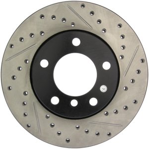 BMW Z4 Brake Rotor (1) - Front Left - Stoptech - Drilled & Slotted - Black - `03-`06