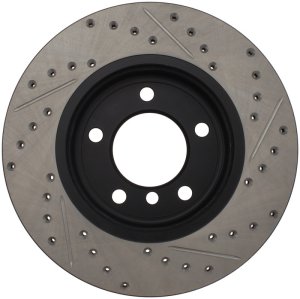 BMW 323i Brake Rotor (1) - Front Right - Stoptech - Drilled & Slotted - Black e-coated - `00-`01