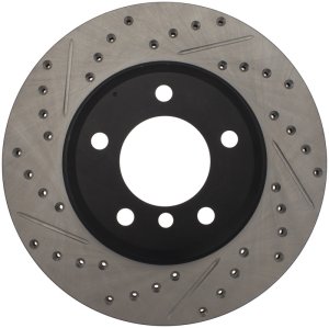BMW 328Ci Brake Rotor (1) - Front Right - Stoptech - Drilled & Slotted - Black e-coated - 2000