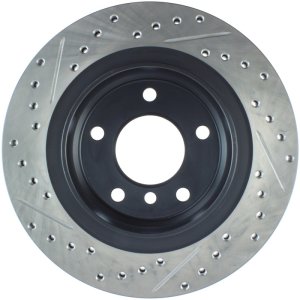 BMW 325i Brake Rotor (1) - Rear Left - Stoptech - Drilled & Slotted - Black e-coated - `01-`05