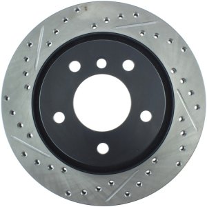 BMW 328Ci Brake Rotor (1) - Rear Right - Stoptech - Drilled & Slotted - Black E-Coated - 2000