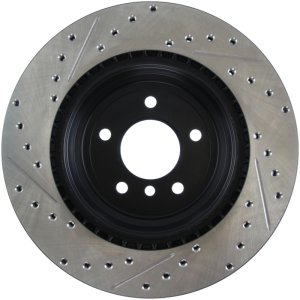 BMW X1 Brake Rotor (1) - Rear Left - Stoptech - Slotted & Drilled - Black - `10-`15