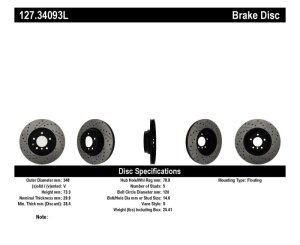 BMW X1 Brake Rotor (1) - Front Left - Stoptech - Slotted & Drilled - Black - `11-`15