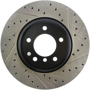BMW X1 Brake Rotor (1) - Front Left - Stoptech - Slotted & Drilled - Black - `11-`15