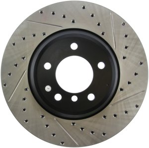 BMW X1 Brake Rotor (1) - Front Left - Stoptech - Slotted & Drilled - Black - `11-`15