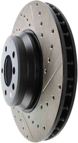 BMW X1 Brake Rotor (1) - Front Left - Stoptech - Slotted & Drilled - Black - `11-`15