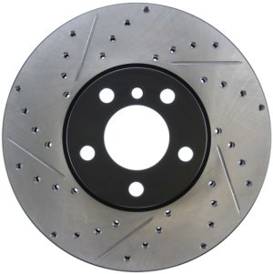 BMW X5 Brake Rotors (2) - Front Right - Stoptech - Slotted & Drilled - Black - `07-`16