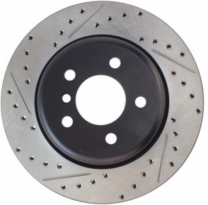 BMW 535i Brake Rotor (1) - Rear Right - Stoptech - Slotted & Drilled - Black - `11-`17