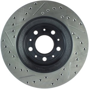 Volvo V70 Brake Rotor (1) - Front Left - Stoptech - Slotted & Drilled - Black E-Coated - `98-`00