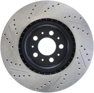 Volvo V70 Brake Rotor (1) - Front Left - Stoptech - Slotted & Drilled - Black - `04-`07