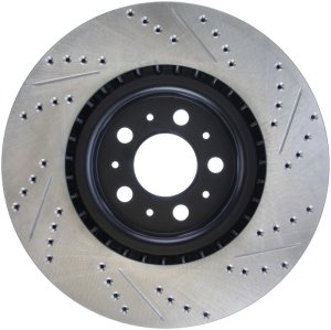 Volvo S60 Brake Rotors (1) - Front Right - Stoptech - Slotted & Drilled Sport - Black - `04-`07