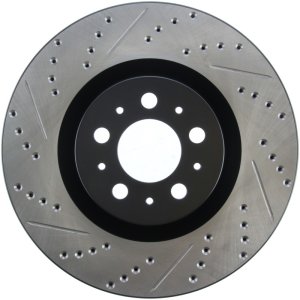 Volvo V70 Brake Rotors (1) - Front Right - Stoptech - Slotted & Drilled Sport - Black - `04-`07