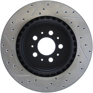 Volvo S60 Brake Rotor (1) - Rear Left - Stoptech - Slotted & Drilled Sport - Black - `04-`07