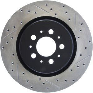 Volvo S60 Brake Rotor (1) - Rear Left - Stoptech - Slotted & Drilled Sport - Black - `04-`07