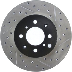 Honda Fit Brake Rotor (1) - Front Left - Stoptech - Drilled/Slotted Rotor - Black - `07-`14