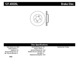 Honda Prelude Brake Rotor (1) - Front Left - Stoptech - Slotted/Drilled - `97-`01