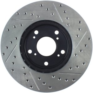 Honda Accord Brake Rotor (1) - Front Right - Stoptech - Drilled & Slotted - Black - `98-`17
