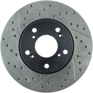 Honda Insight Brake Rotor (1) - Front Right - Stoptech - Drilled & Slotted - Black - `19-`20