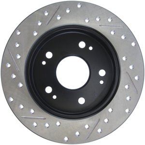 Acura CSX Brake Rotor (1) - Rear Left - Stoptech - Slotted & Drilled - Black - `06-`11