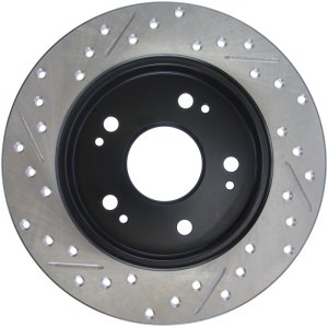 Acura CSX Brake Rotor (1) - Rear Left - Stoptech - Slotted & Drilled - Black - `06-`11