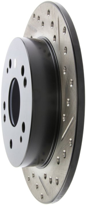 Acura ILX Brake Rotor (1) - Rear Left - Stoptech - Slotted & Drilled - Black - `13-`15