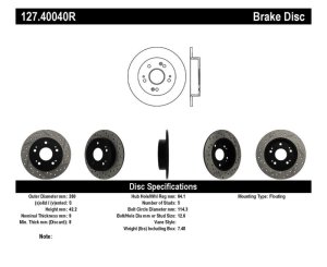 Honda Prelude Brake Rotor (1) - Rear Right - Stoptech - Slotted & Drilled - `97-`01